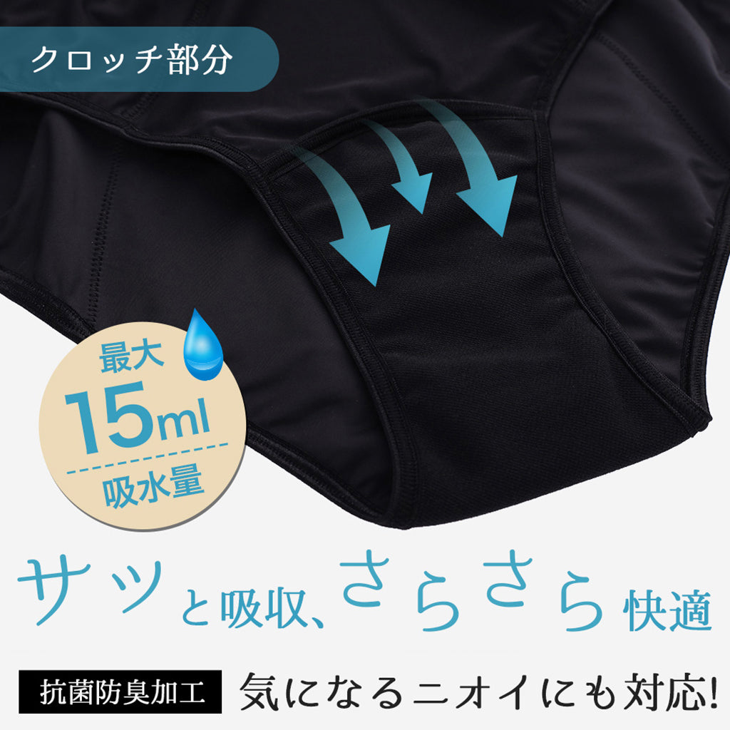 【3L~10L】 吸水型サニタリーショーツ(ブラック)_90573-51