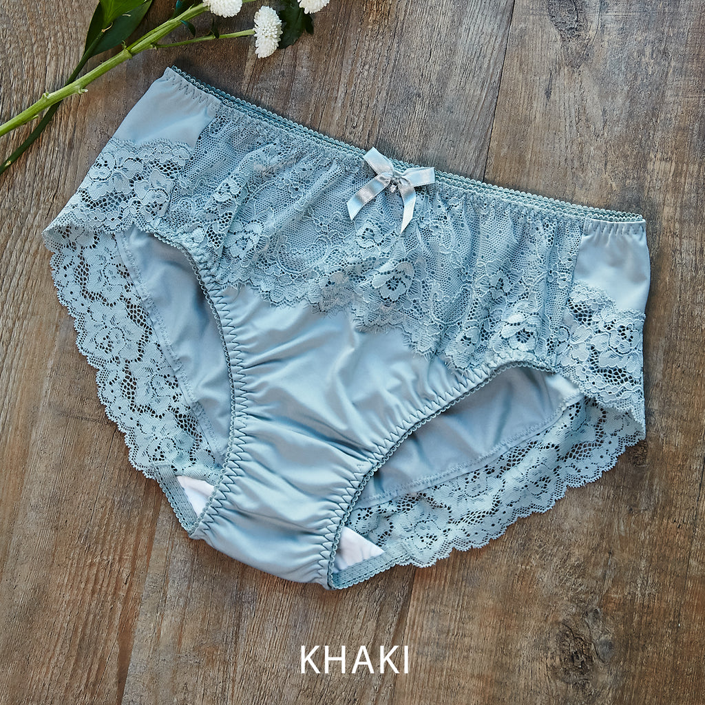 【LL〜10L】しっかりホールド・美胸キーパーフルカップペアショーツ(カーキ)_90118-23