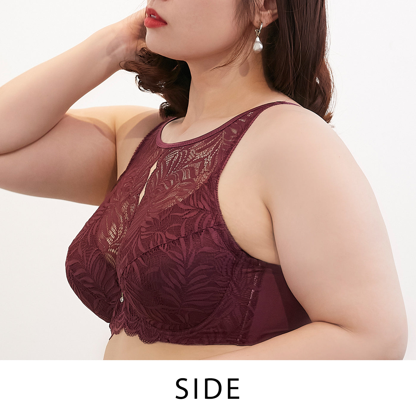 【B80〜H105】しっかりホールド・美胸キーパー3/4カップブラ(ハイカバレッジタイプ)(バーガンディー)_90314-41