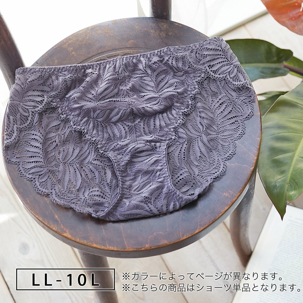 【LL~10L】しっかりホールド・美胸キーパー(ハイカバレッジタイプ)ペアショーツ(チャコール)_90315-47