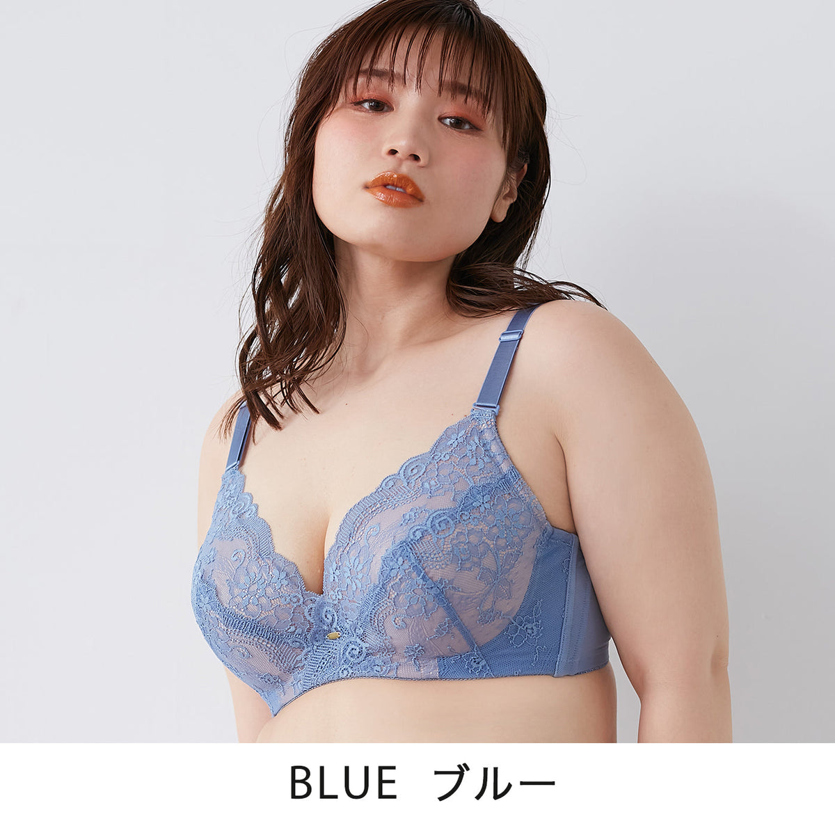 【B80〜H105】しっかりホールド・美胸キーパー3/4カップブラ(ブルー)_90379-33