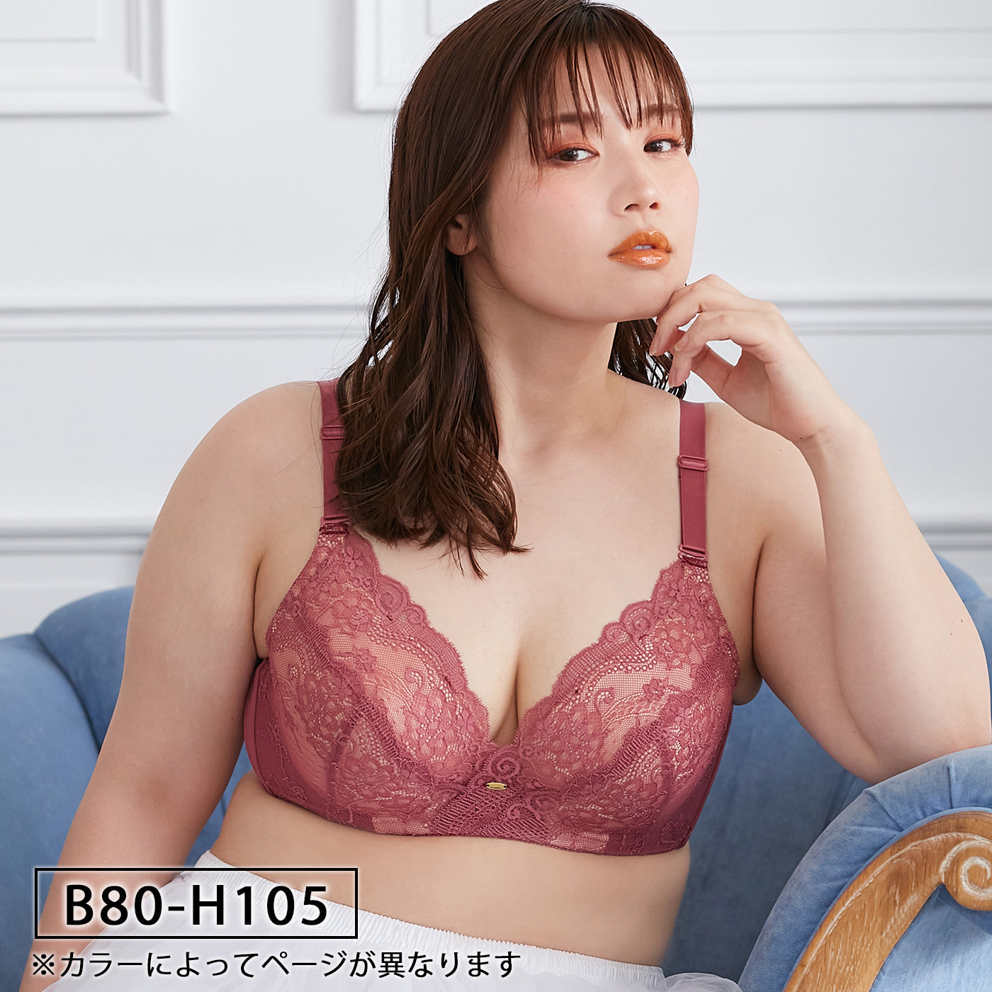 【B80〜H105】しっかりホールド・美胸キーパー3/4カップブラ(ローズ)_90379-41