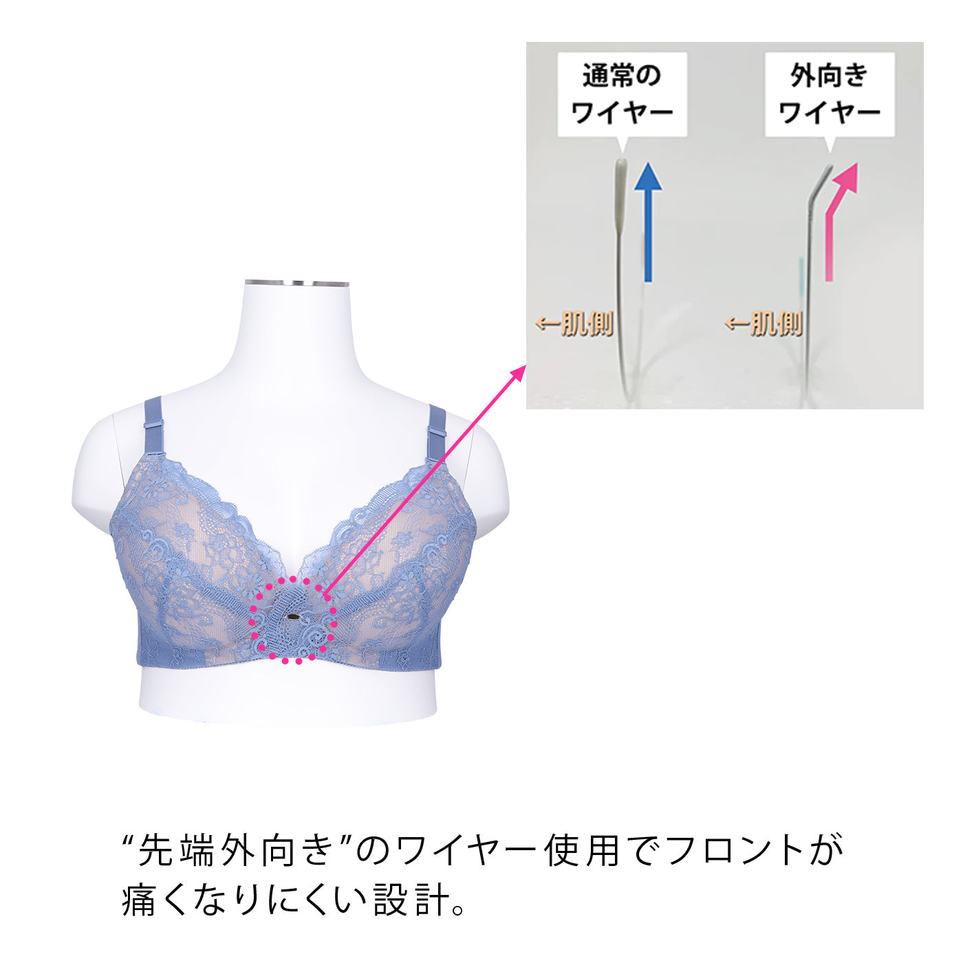 【B80〜H105】しっかりホールド・美胸キーパー3/4カップブラ(ローズ)_90379-41