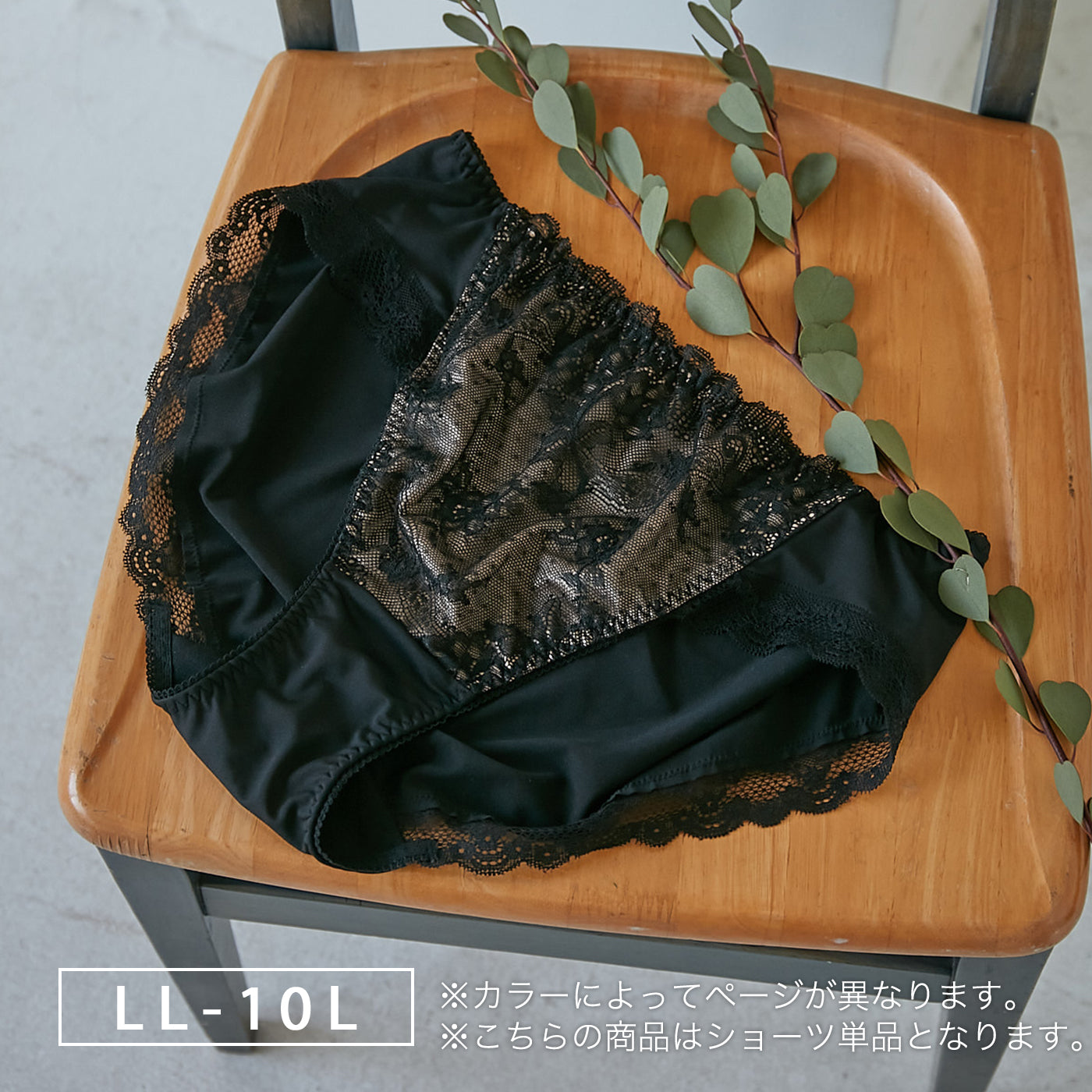 【LL〜10L】しっかりホールド・美胸キーパーペアショーツ(ブラック)_90380-51