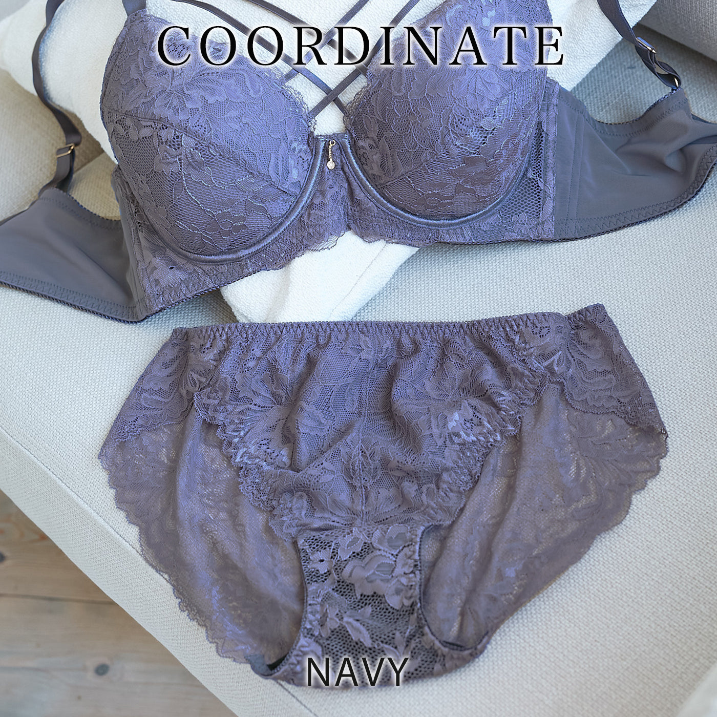 【LL〜10L】しっかりホールド・美胸キーパーペアショーツ(ネイビー)_90407-36
