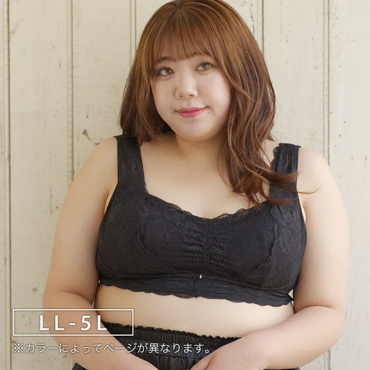 【LL~5L】Relaxina bra ノンワイヤー ブラジャー(ブラック)_90424-51