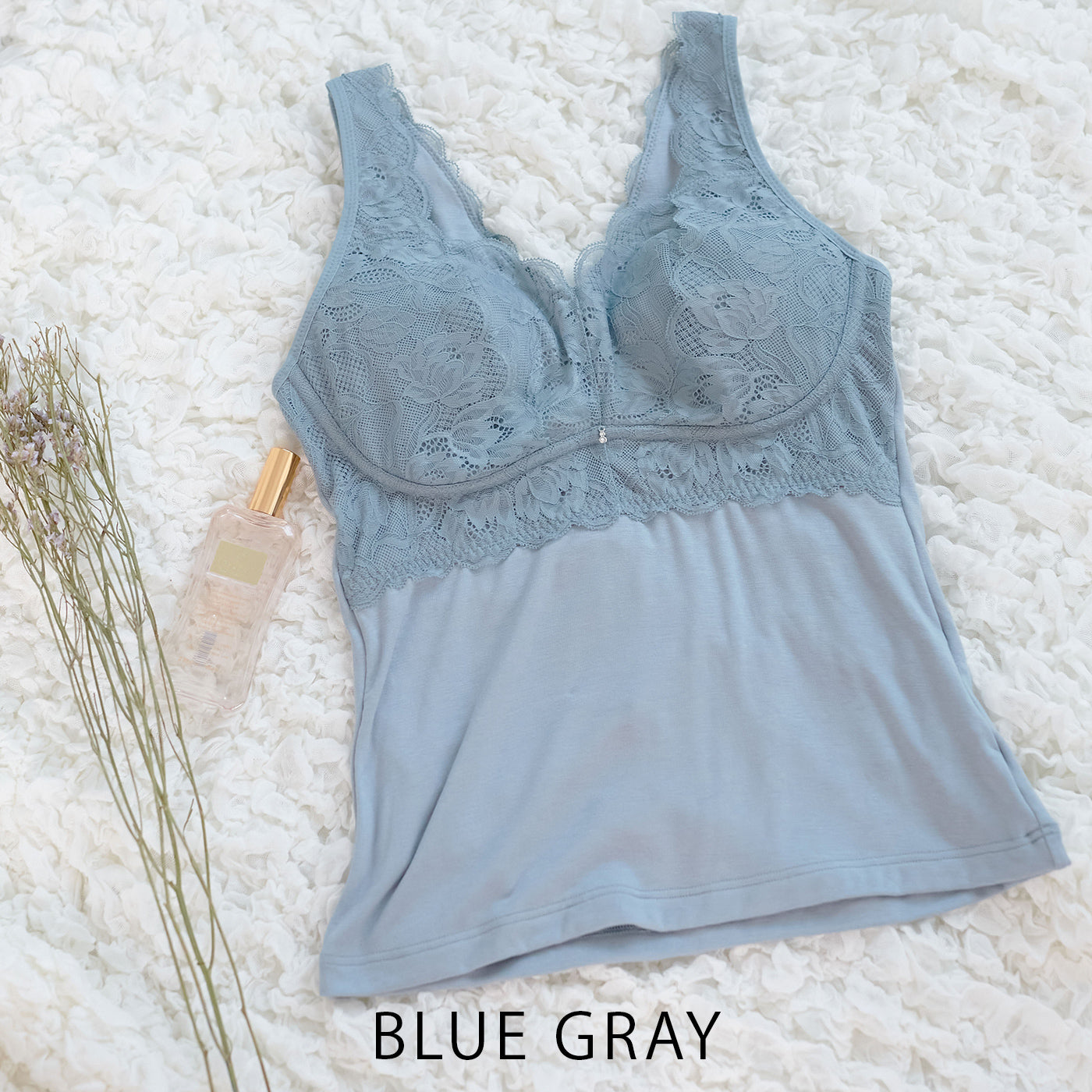 【LL〜5L】Relaxina braキャミ(ブルーグレー)_90428-33