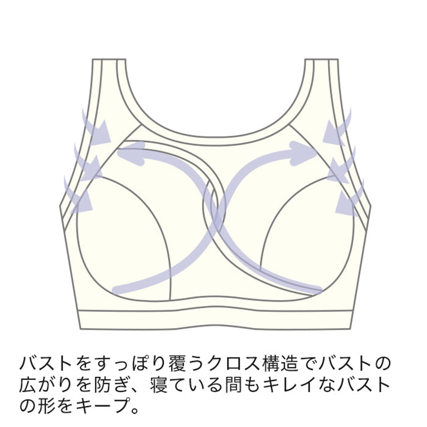 【3L~10L】ハーフトップブラ・おやすみ用シアバター加工(ラベンダー)_90430-40