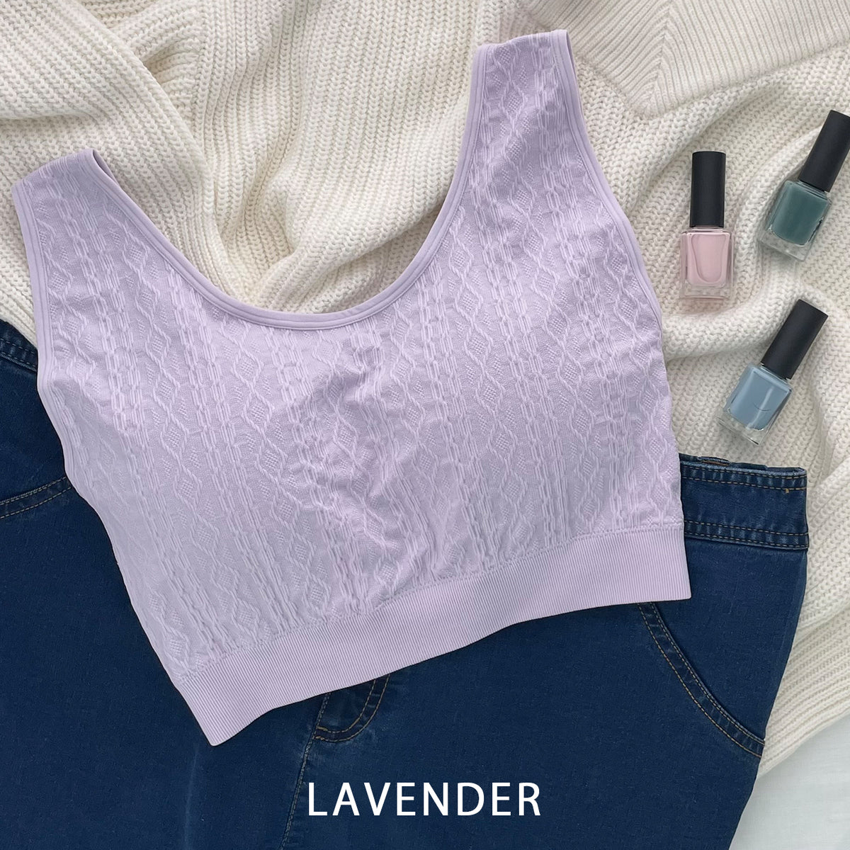 【LL〜5L】Relaxina bra ノンワイヤー ブラジャー(ラベンダー)_90446-40