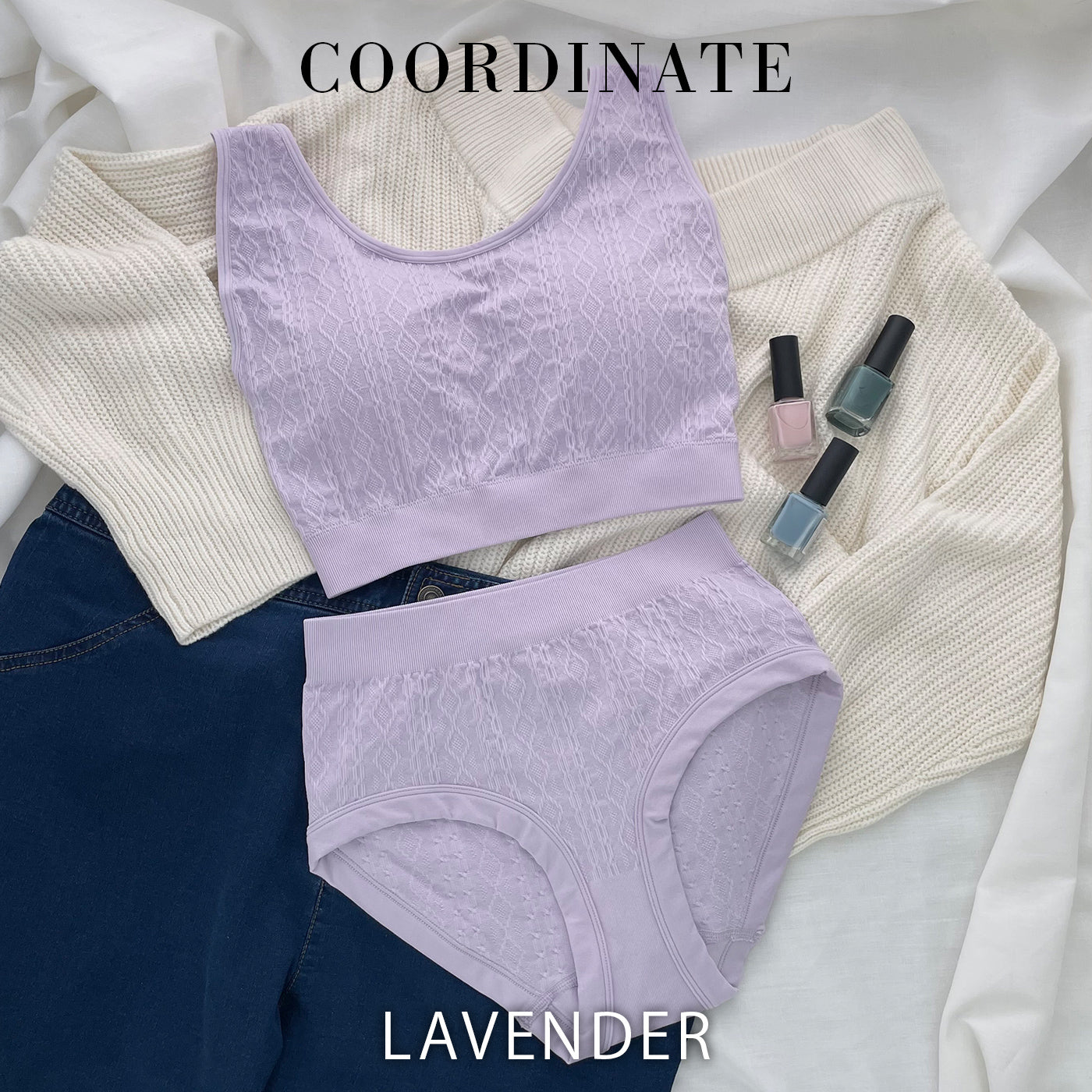 【LL〜5L】Relaxina bra ノンワイヤー ブラジャー(ラベンダー)_90446-40