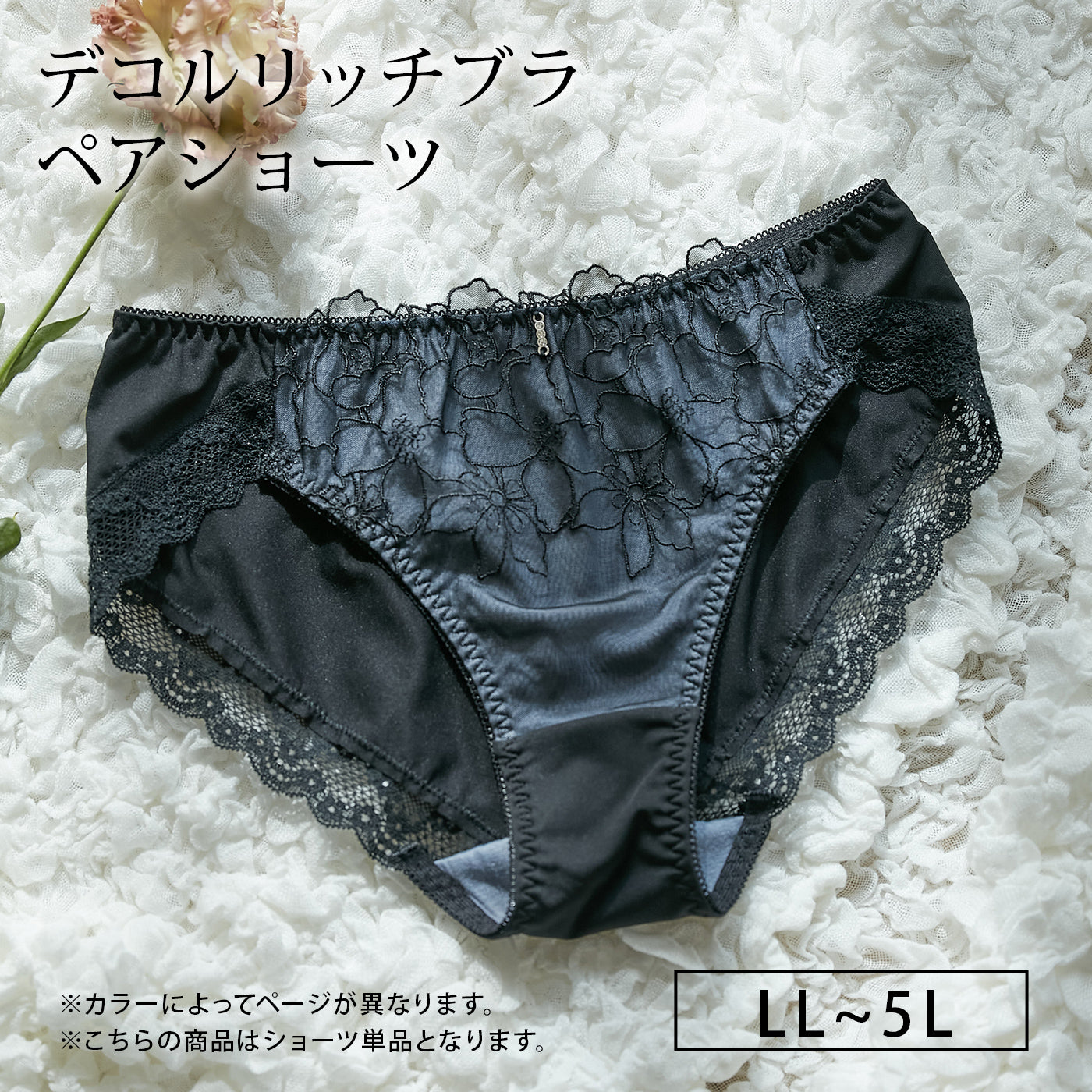 【LL〜5L】デコルリッチブラペアショーツ(ブラック)_90455-51