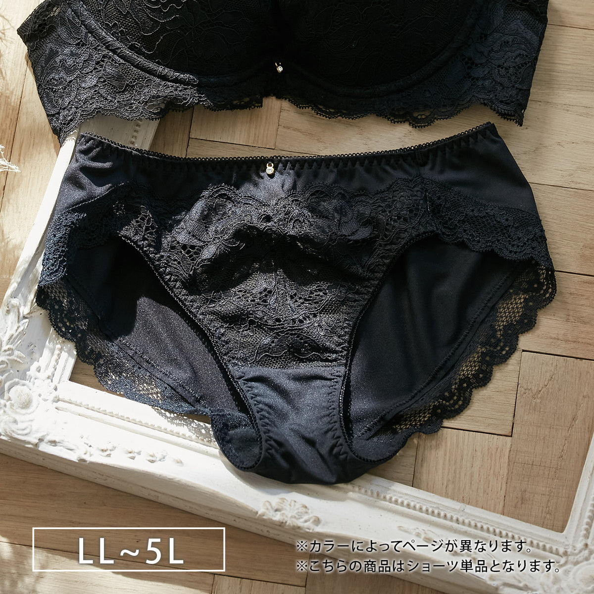 【LL〜5L】デコルリッチブラペアショーツ(ブラック)_90457-51