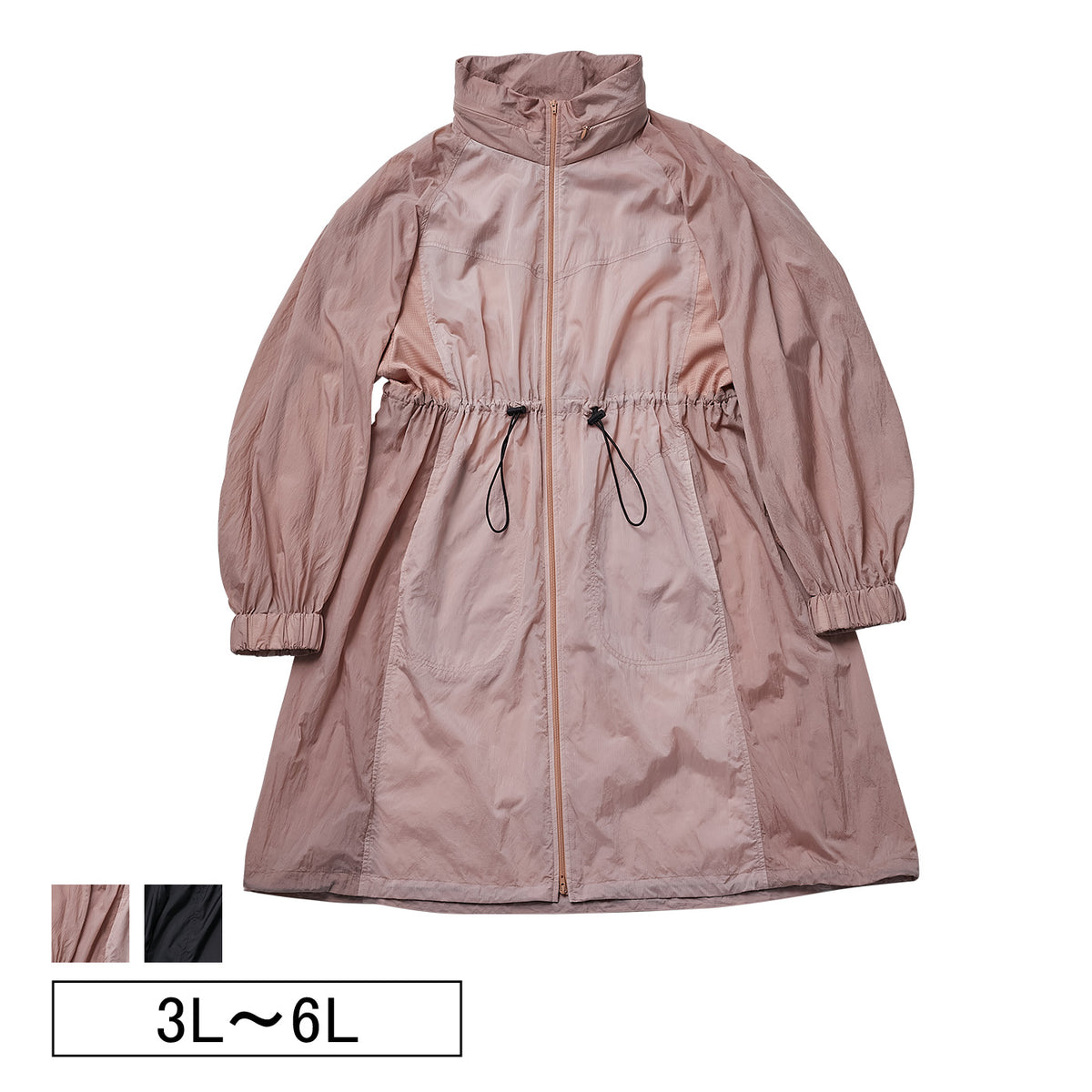 【3L~6L/撥水加工】シアーロングアウターフーデッド_90467