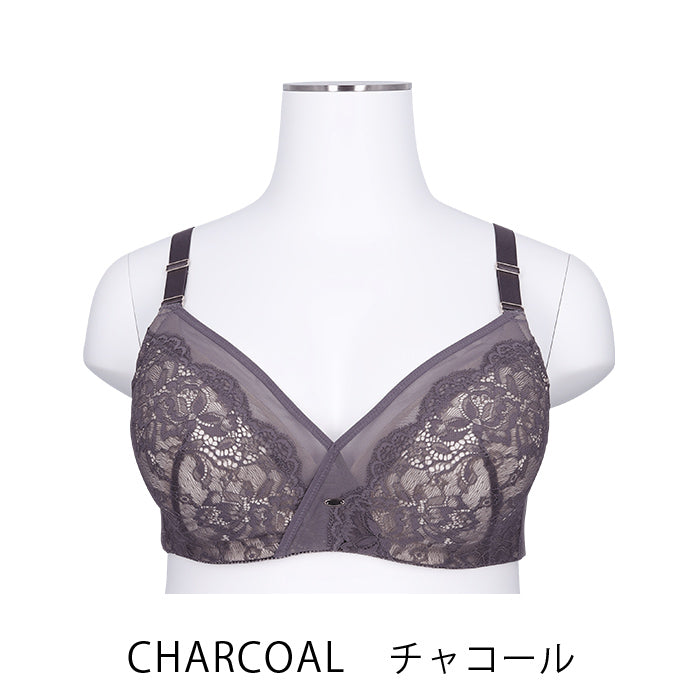 【B80~H105】しっかりホールド・美胸キーパー3/4カップブラ(チャコール)_90488-47