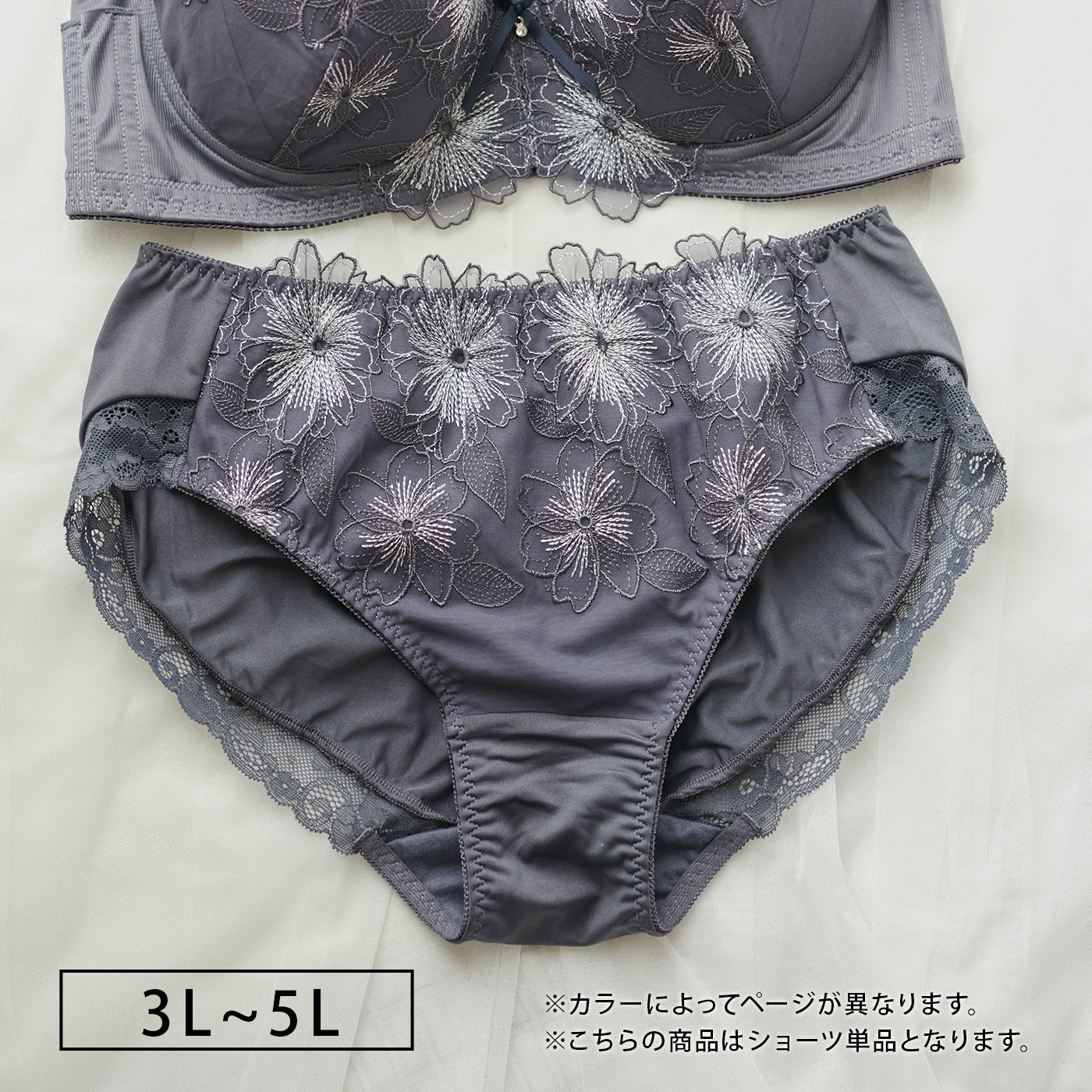【3L~5L】スマートラインブラペアショーツ(チャコール)_90495-47