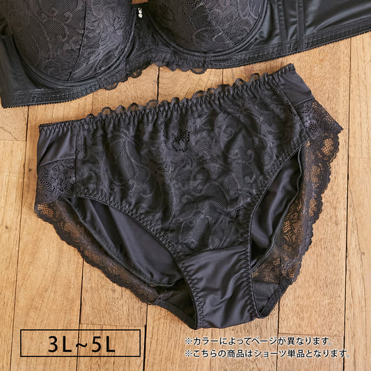 【3L~5L】スマートラインブラペアショーツ(ブラック)_90497-51