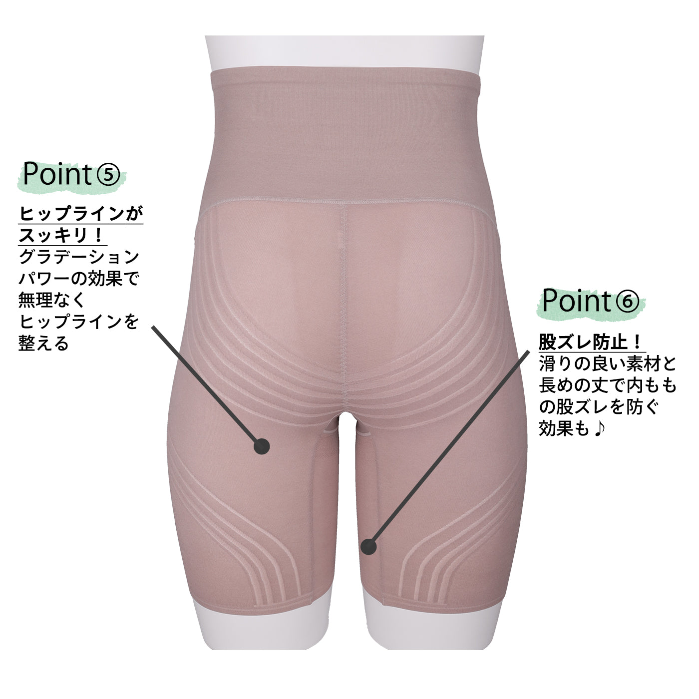 【3L~5L】超ハイウエストロングガードルショーツ(ベージュ)_90502-54