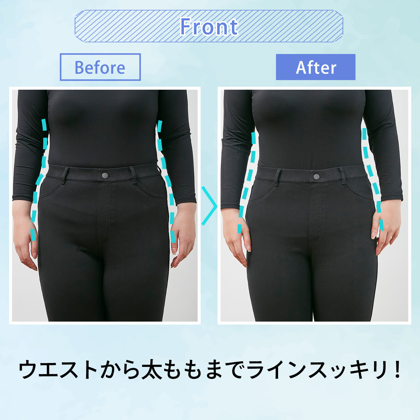 【3L~5L】超ハイウエストロングガードルショーツ(ブラック)_90502-51