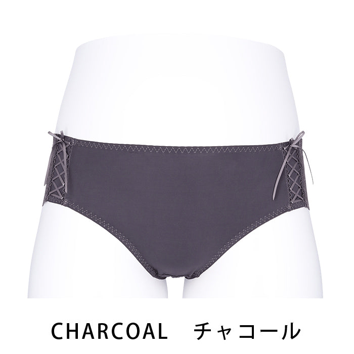 【3L〜5L】ストラップレス ハーフカップブラ ペアショーツ(チャコール)_90505-47