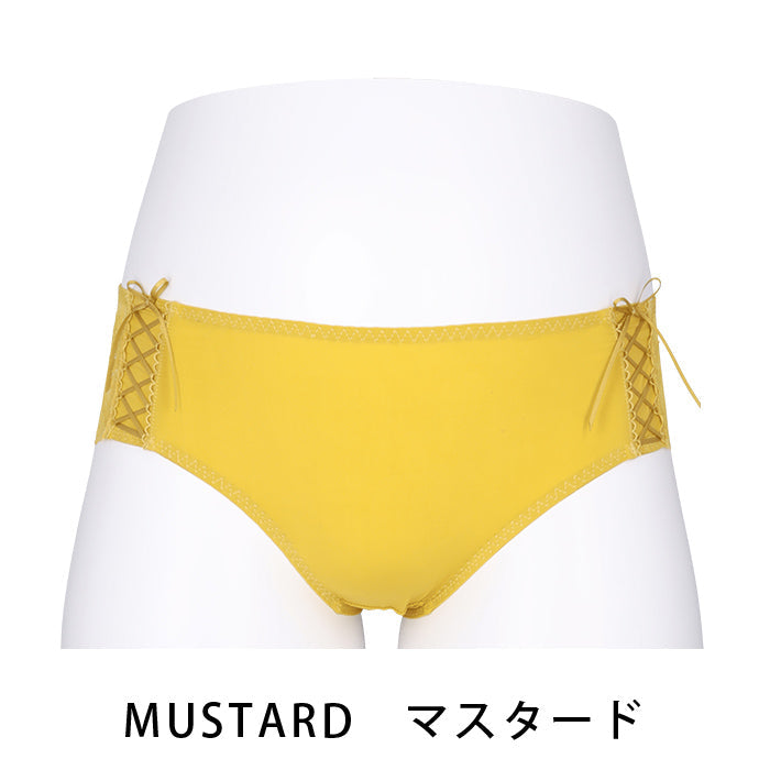 【3L〜5L】ストラップレス ハーフカップブラ ペアショーツ(マスタード)_90505-21