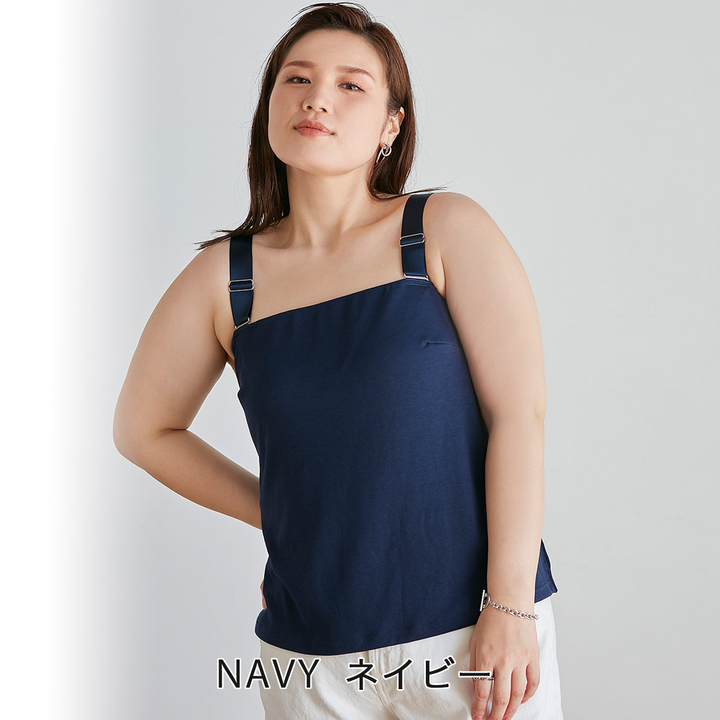 【3L〜6L】ワイヤーで支えるキャミ(ネイビー)_90506-36