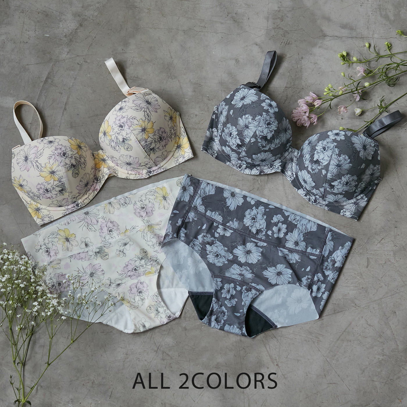 【3L〜5L】つるんとワイヤー入りモールドブラペアソフト補整ショーツ(アイボリー)_90511-44