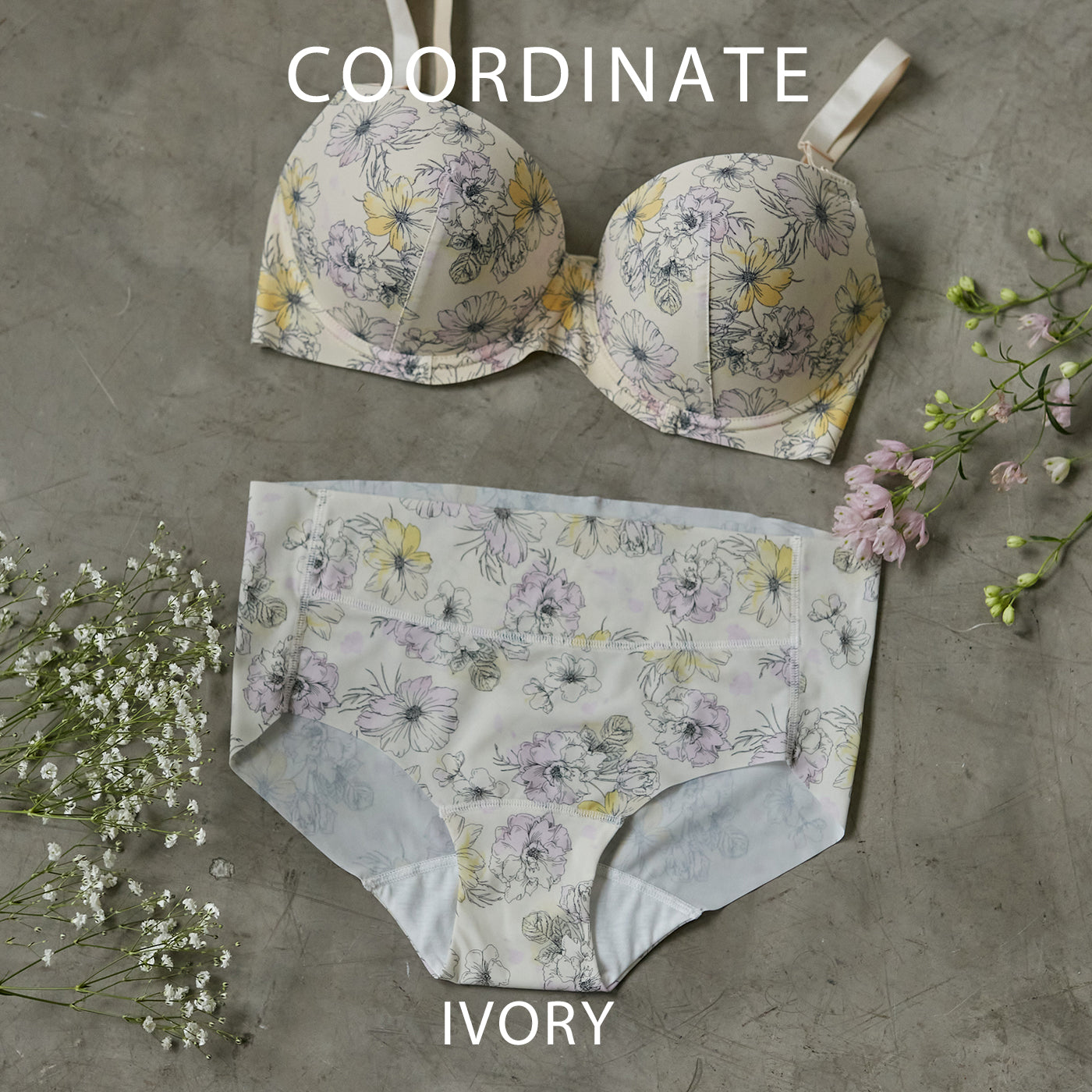 【3L〜5L】つるんとワイヤー入りモールドブラペアソフト補整ショーツ(アイボリー)_90511-44