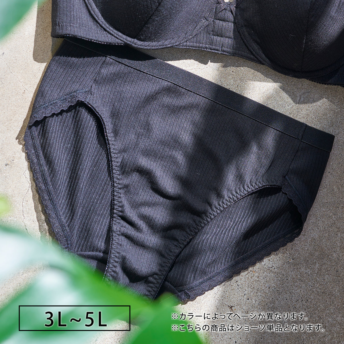 【3L〜5L】フロントホックブラペアショーツ(ブラック)_90512-51