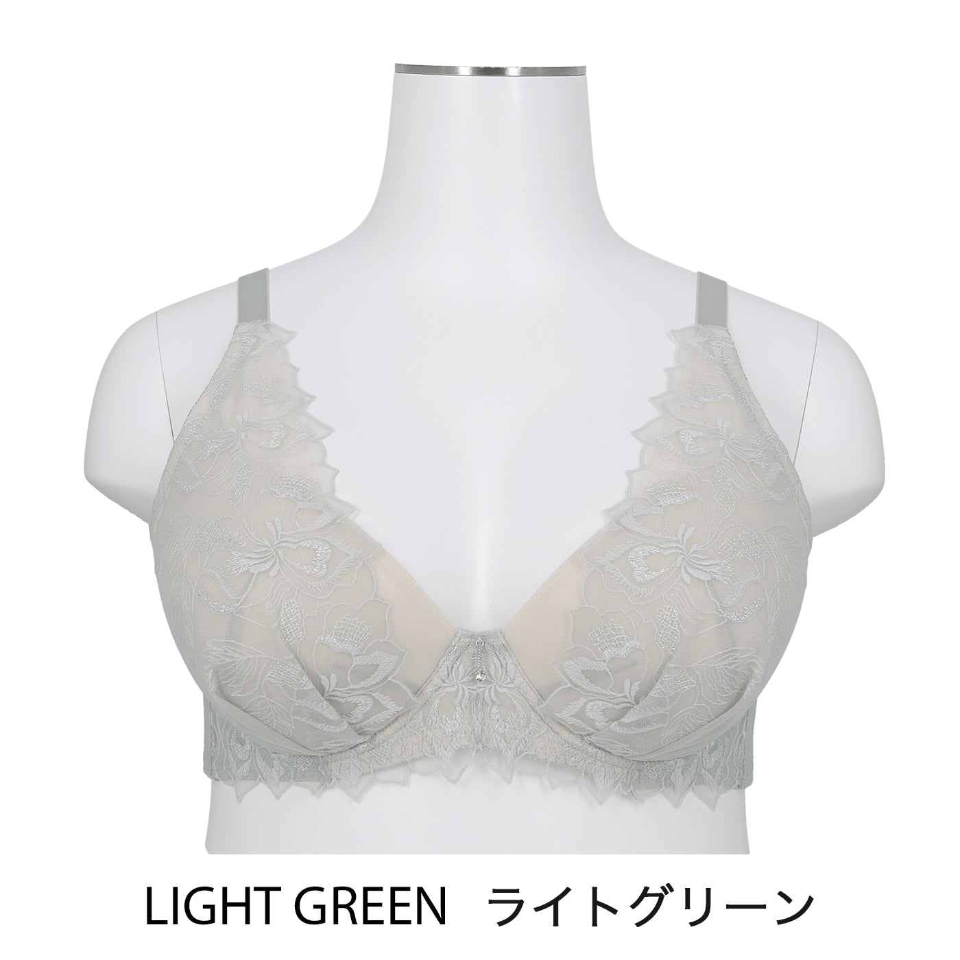 【B80〜H105】しっかりホールド・美胸キーパー3/4カップブラ(フルカップタイプ)(ライトグリーン)_90525-28