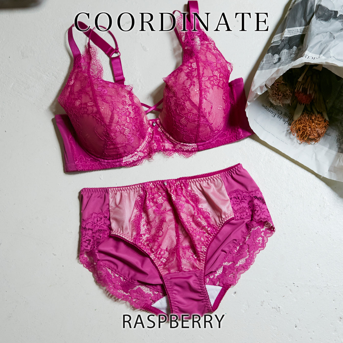 【B80〜H105】しっかりホールド・美胸キーパー3/4カップブラ(フルカップタイプ)(ラズベリー)_90527-14