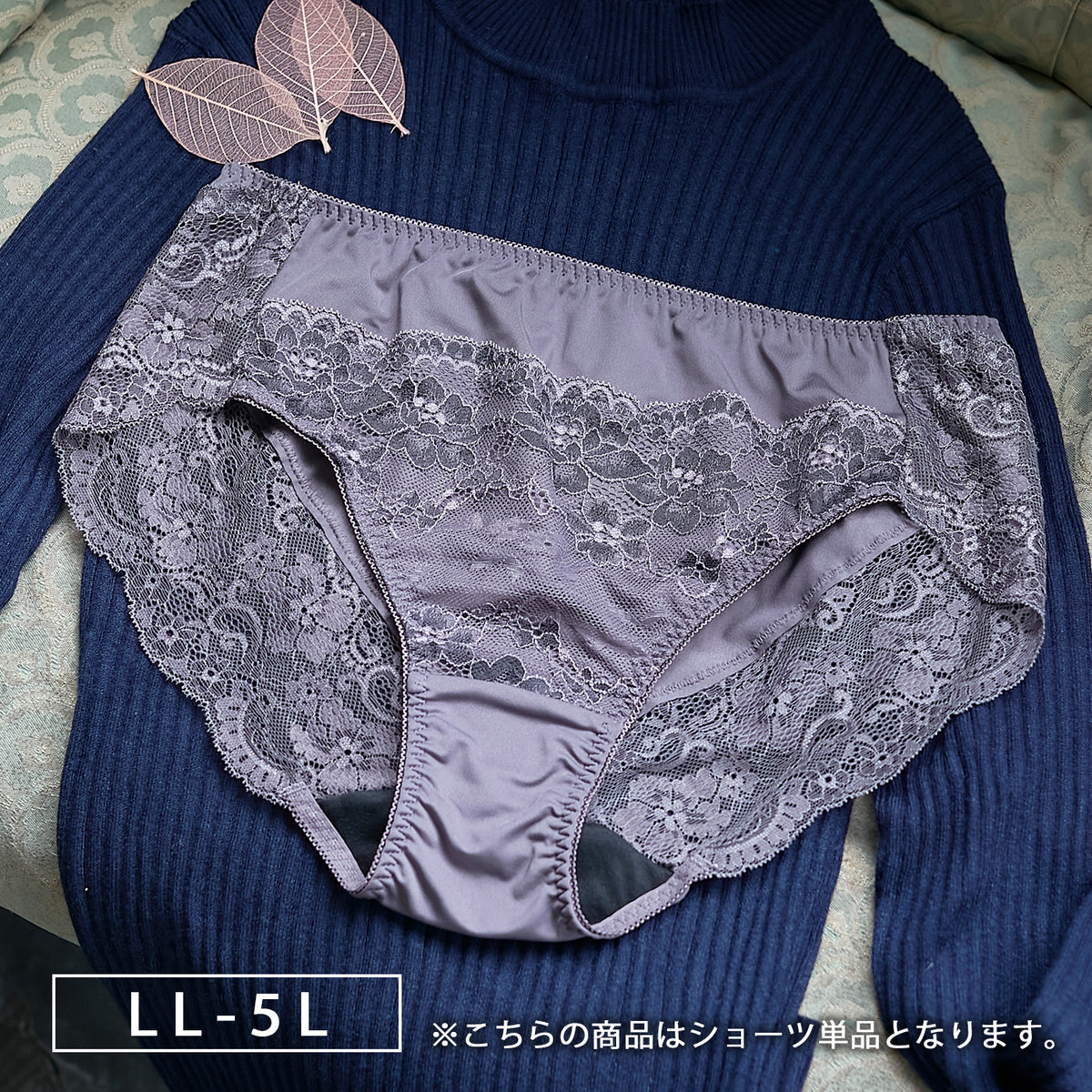 【LL〜5L】カンタン華奢見え・スマートパクト(R)BRAペアショーツ(チャコール)_90532-47