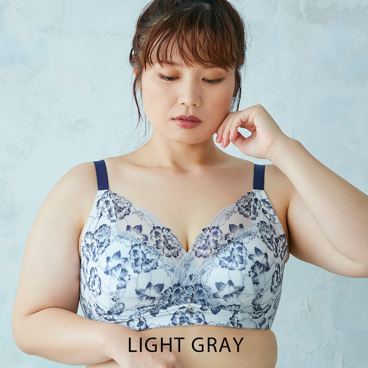 【B80~G95】美胸ノンワイヤー+(ライトグレー)_90534-49