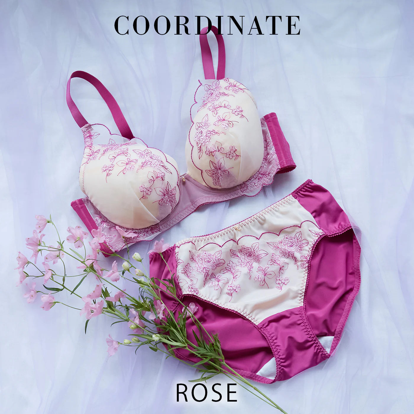 【C85~H105】しっかりホールド・美胸キーパー3/4カップブラ(フルカップタイプ)(ローズ)_90546-41