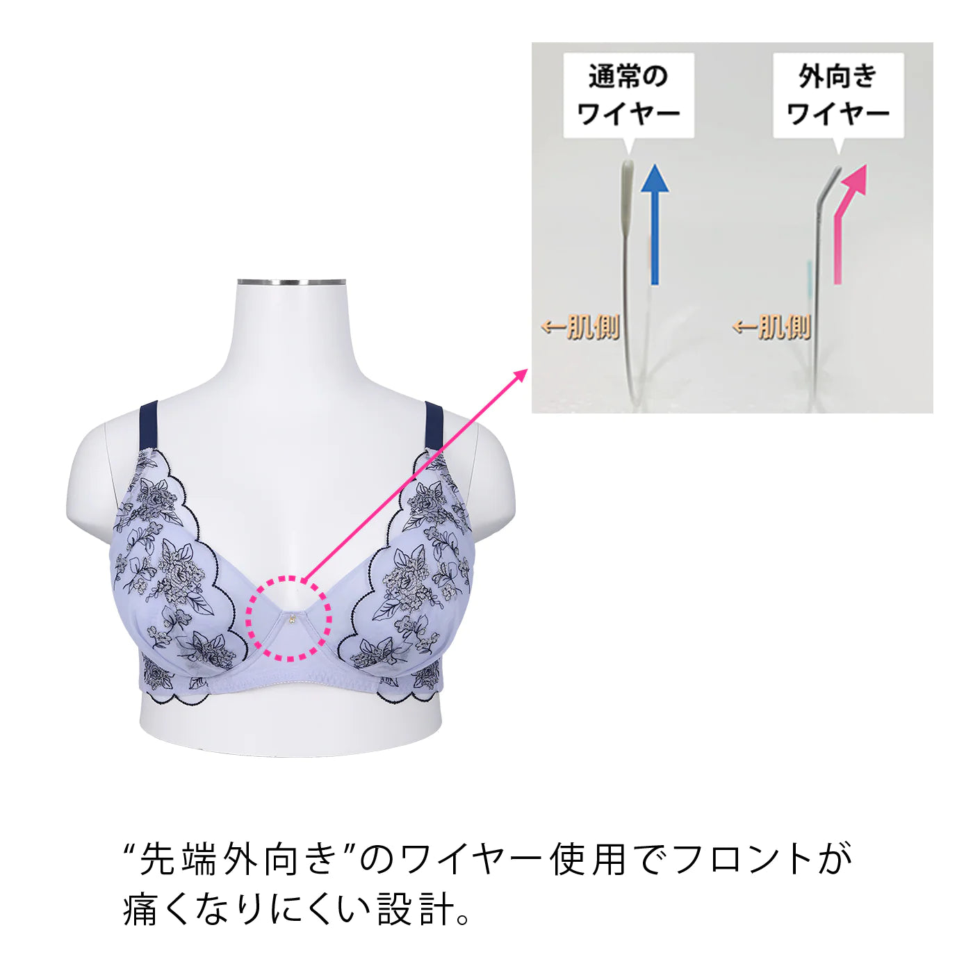 【C85~H105】しっかりホールド・美胸キーパー3/4カップブラ(フルカップタイプ)(ローズ)_90546-41