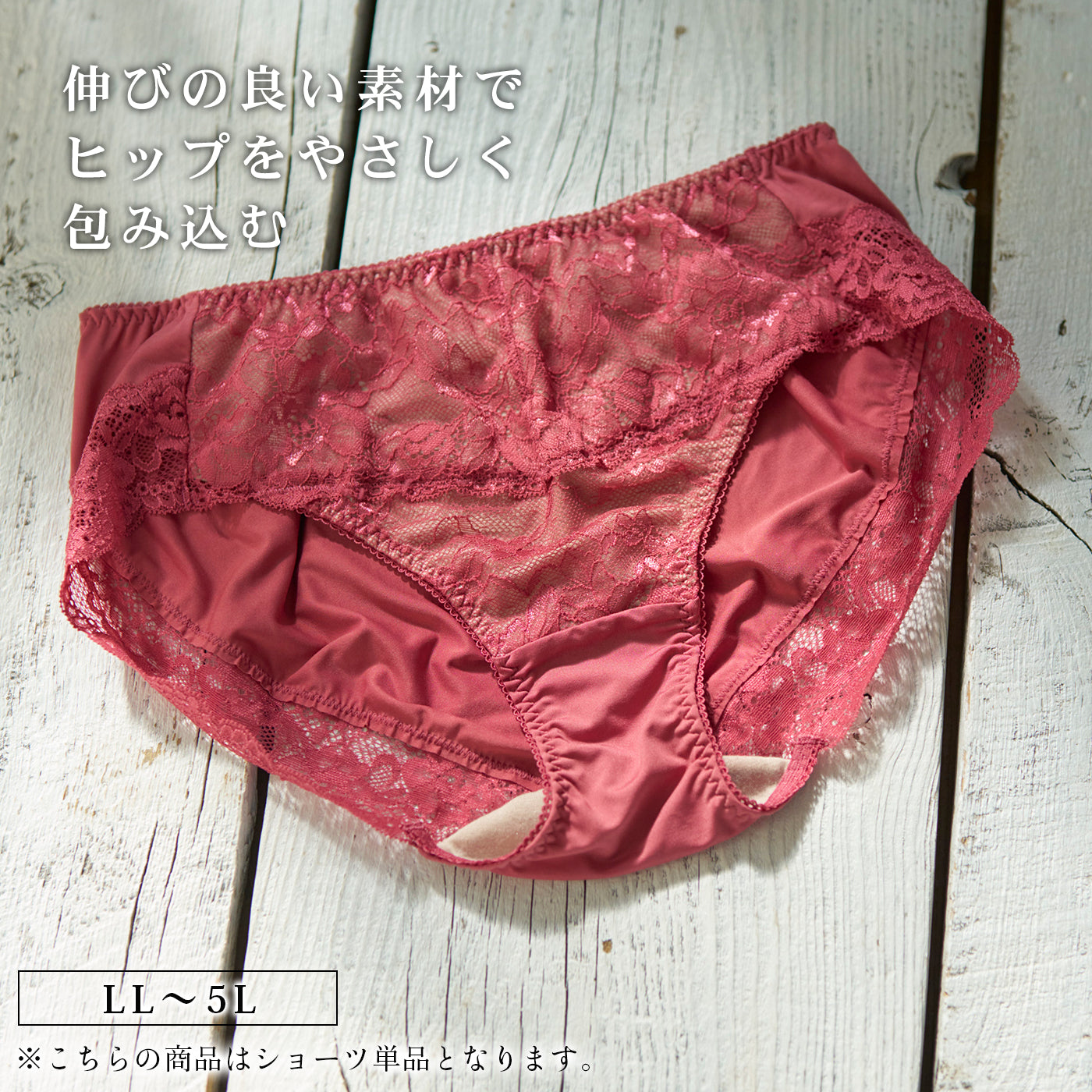 【LL〜5L】しっかりホールド・美胸キーパーペアショーツ(ローズ)_90549-41