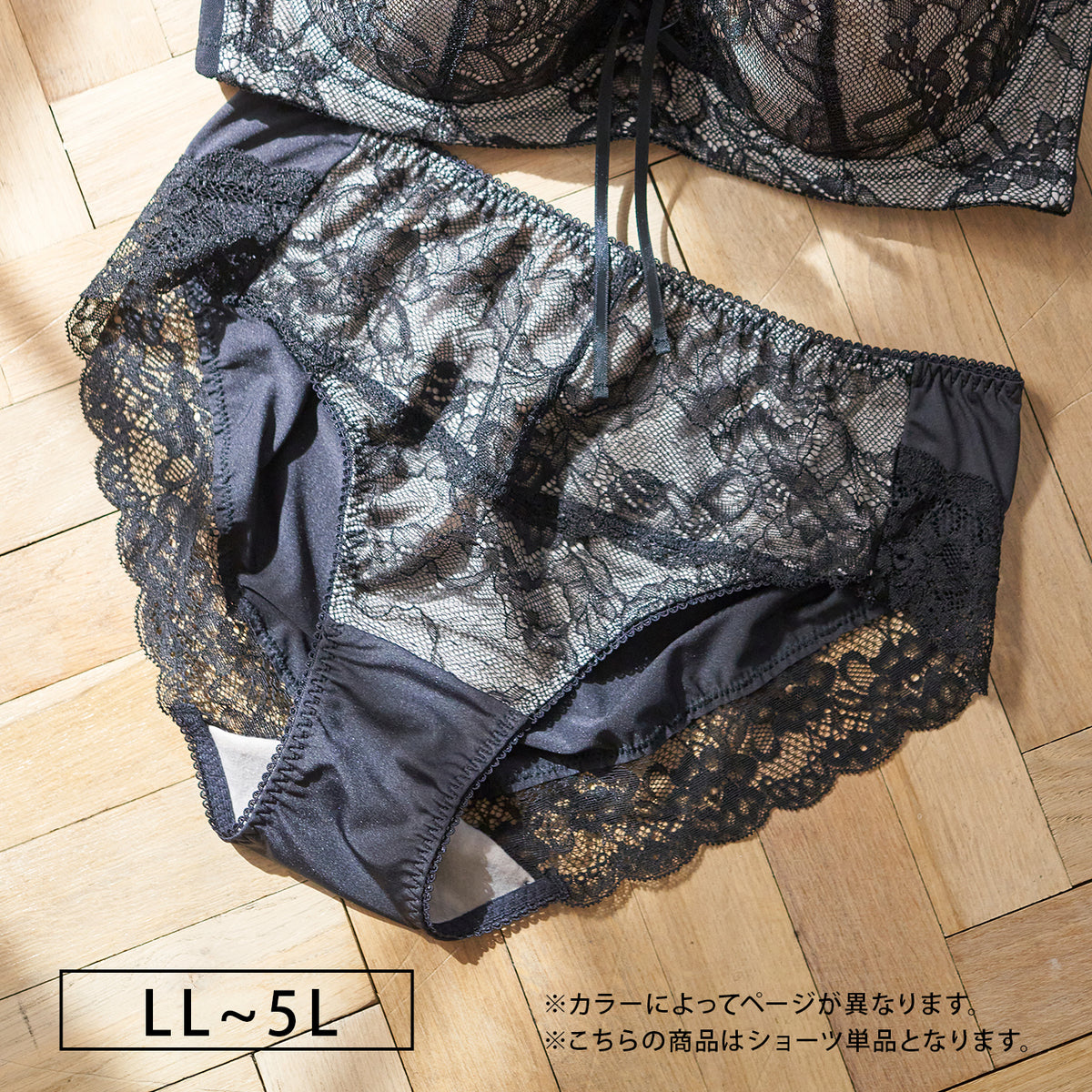 【LL~5L】しっかりホールド・美胸キーパーペアショーツ(ブラック)_90549-51