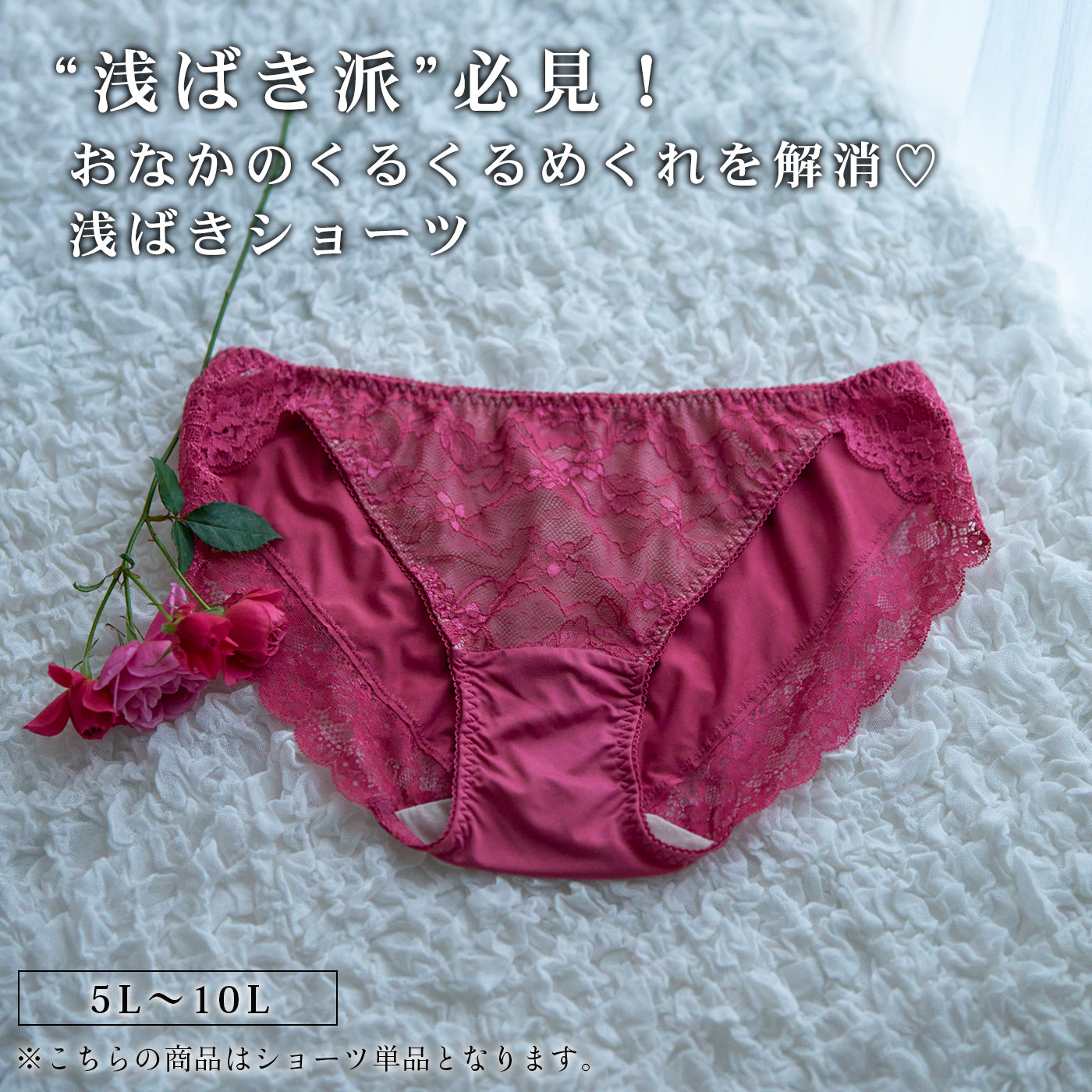 【5L〜10L】美胸キーパーグランリフトペアショーツ浅ばきタイプ(ローズ)_90555-41