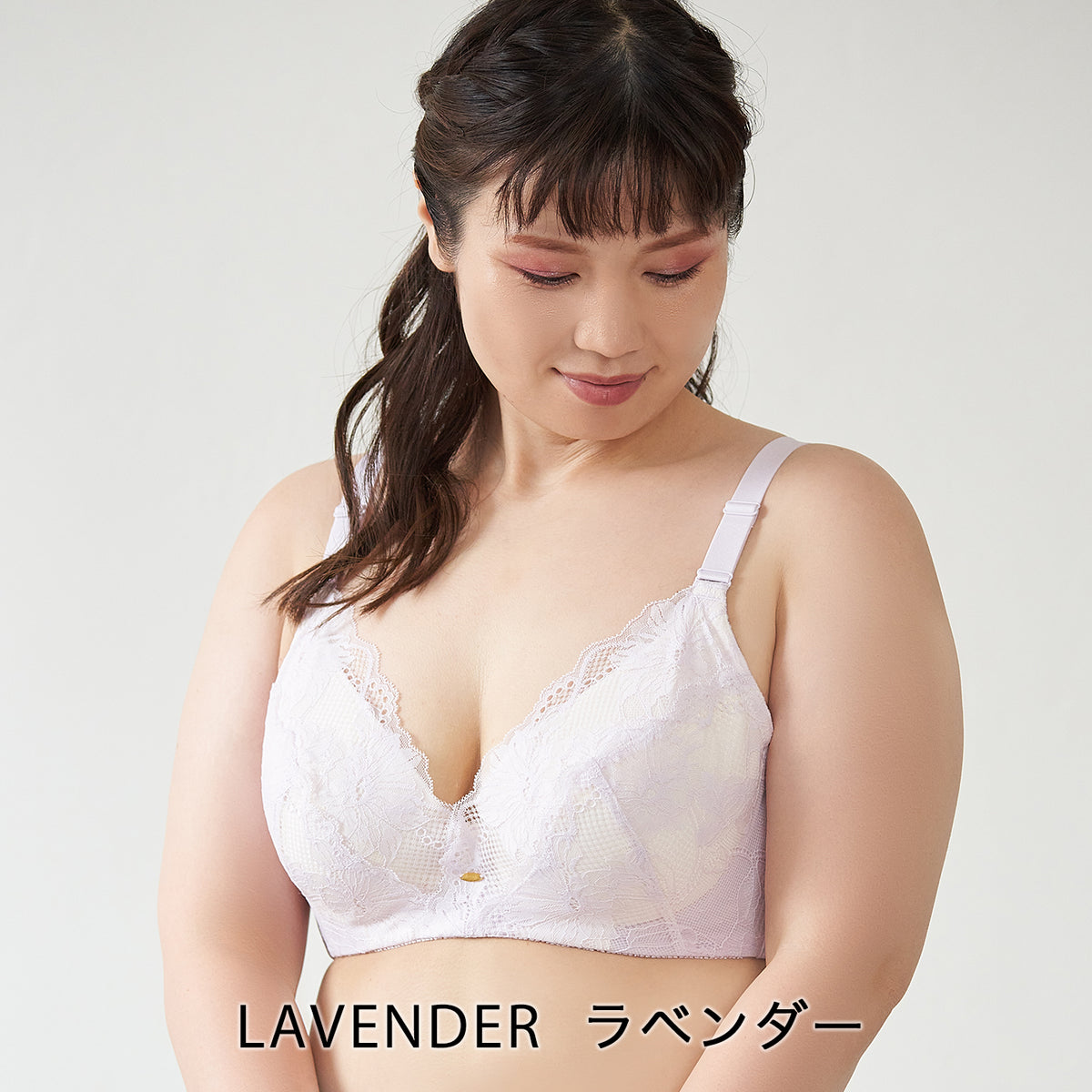 【B80〜H105】しっかりホールド・美胸キーパー3/4カップブラ(ラベンダー)_90563-40