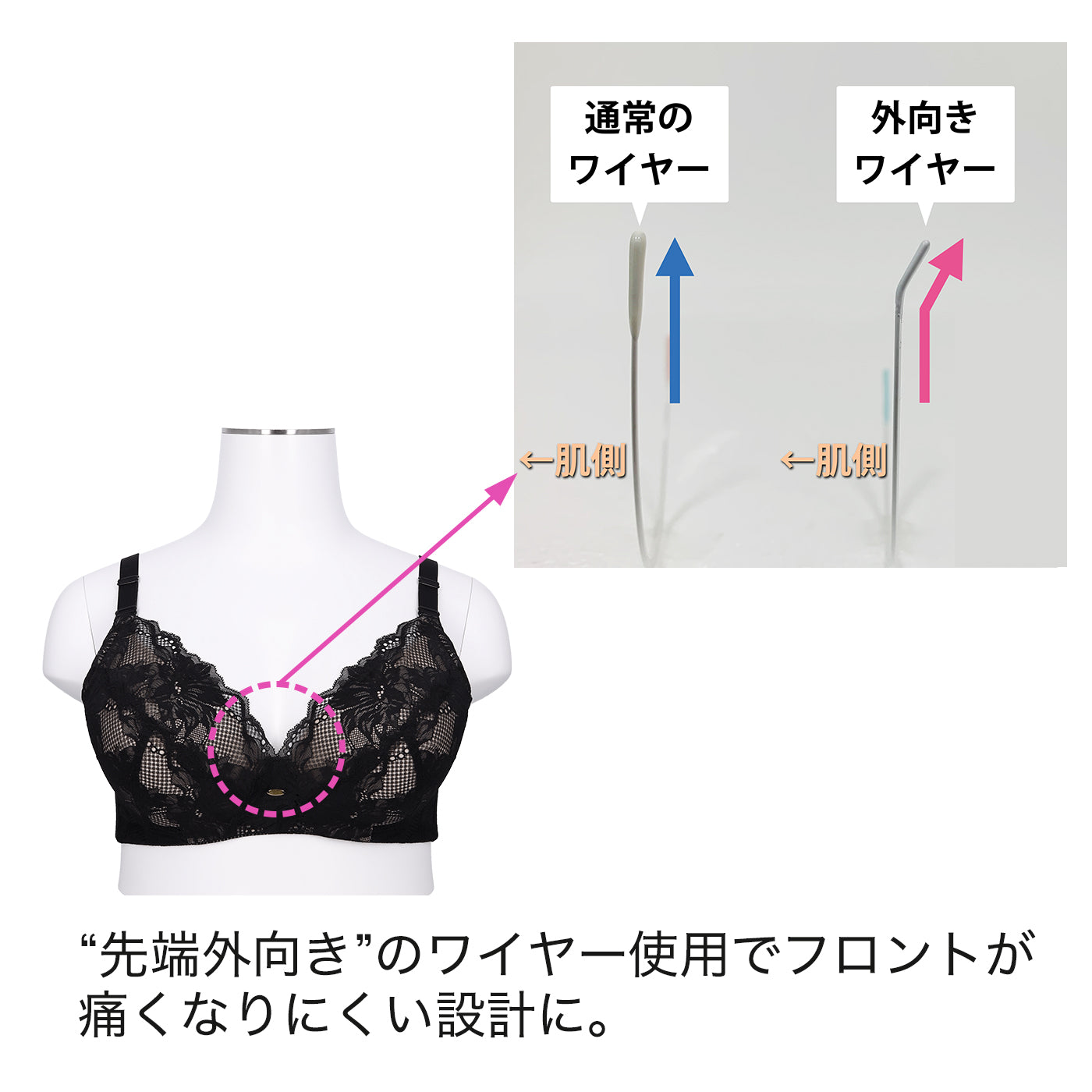 【B80〜H105】しっかりホールド・美胸キーパー3/4カップブラ(ブラック)_90563-51