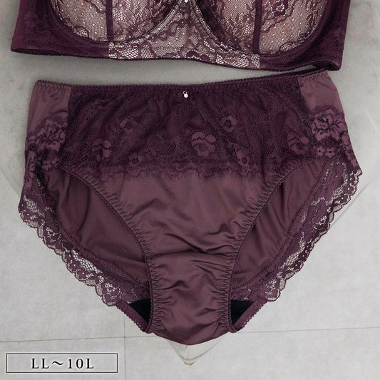 【LL〜10L】しっかりホールド・美胸キーパーフルカップペアショーツ(ワイン)_90567-14