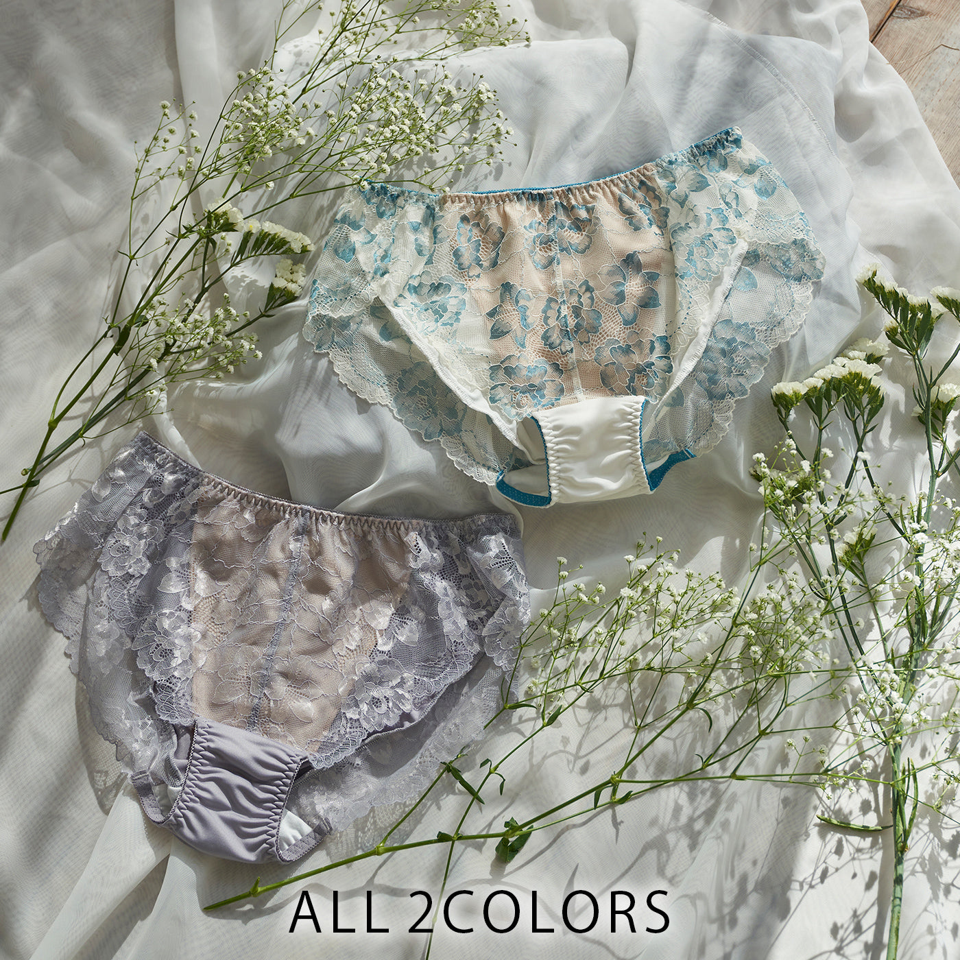 【LL~10L】美胸ノンワイヤー+ペアショーツ(グレー)_90578-48