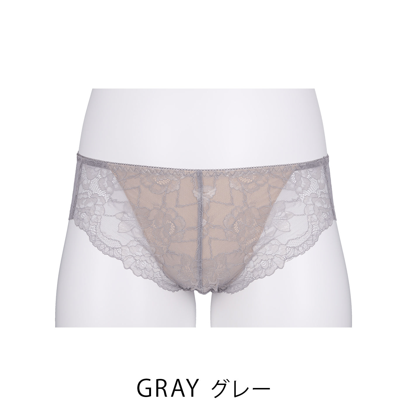 【LL~10L】美胸ノンワイヤー+ペアショーツ(グレー)_90578-48