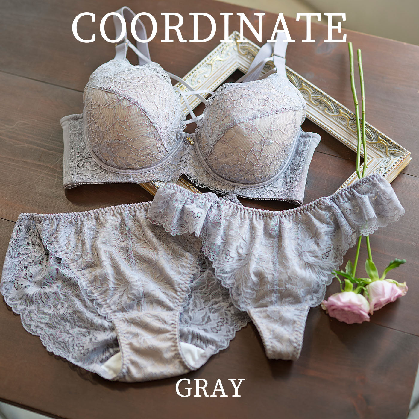 【C85~H105】しっかりホールド・美胸キーパー3/4カップブラ(グレー)_90583-48