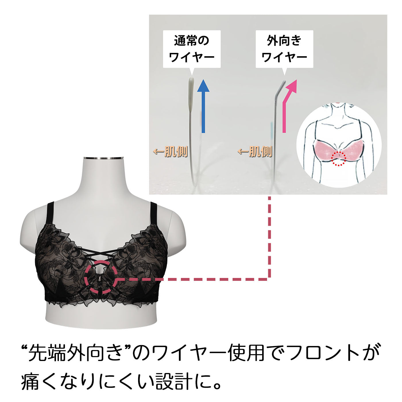 【C85~H105】しっかりホールド・美胸キーパー3/4カップブラ(ブルー)_90586-33