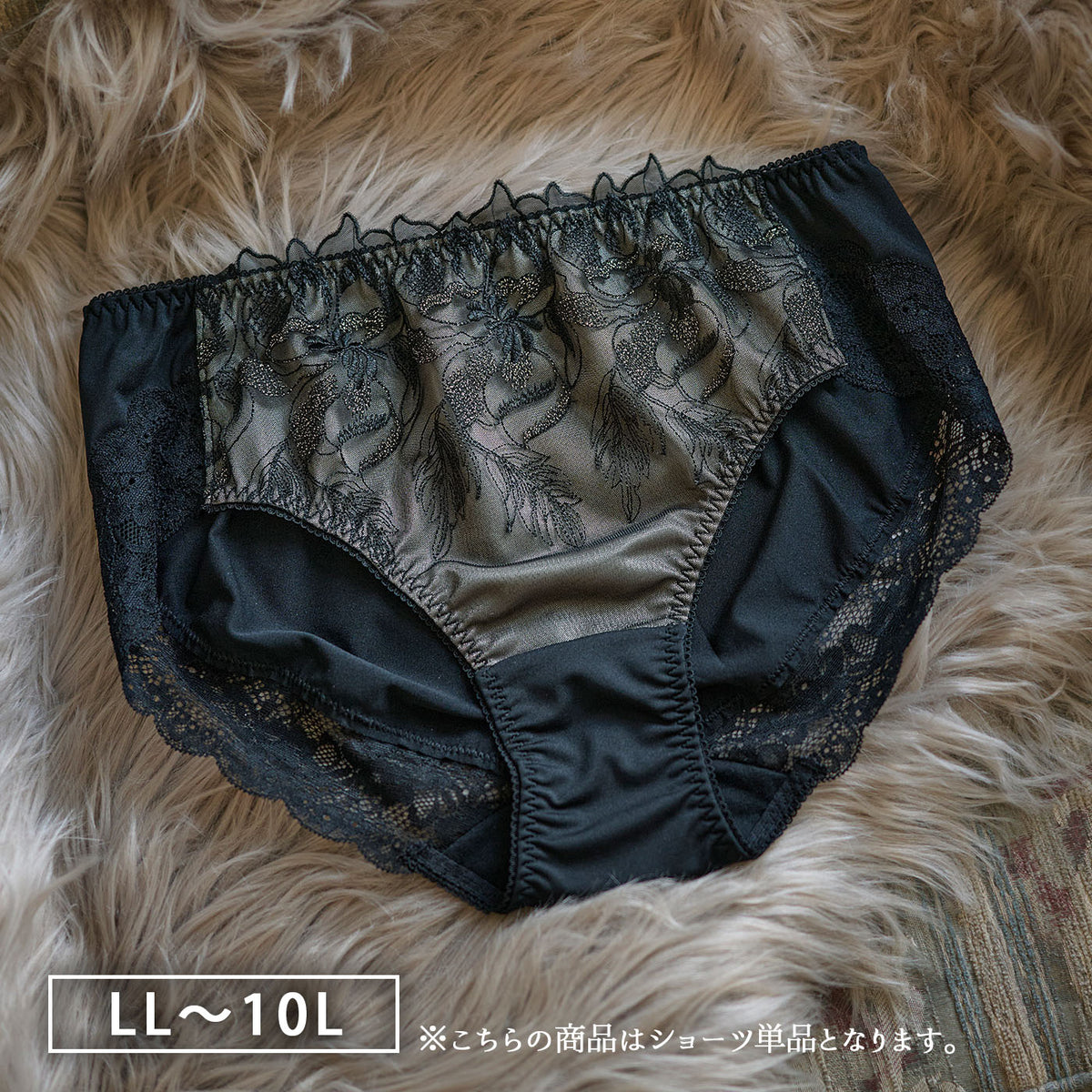 【LL~10L】しっかりホールド・美胸キーパーペアショーツ(ブラック)_90587-51