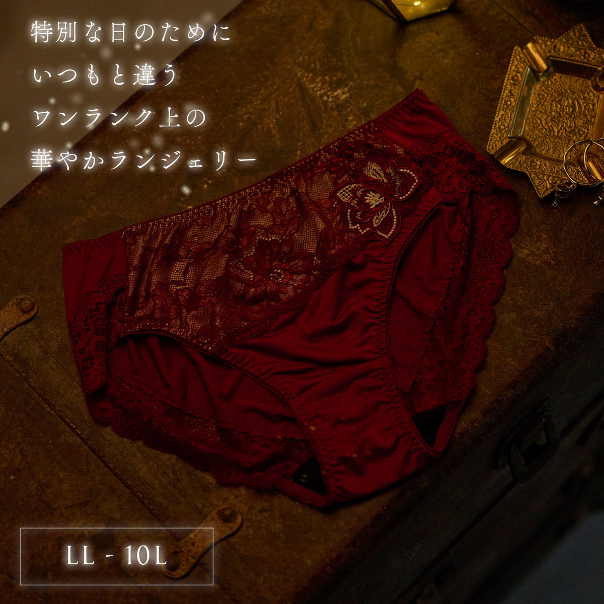 【LL~10L】特別な日ランジェリー・美胸キーパーペアショーツ(バーガンディー)_90593-14