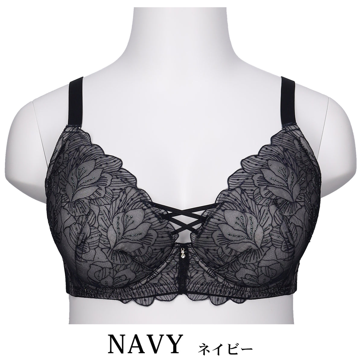【C85〜H105】しっかりホールド・美胸キーパー3/4カップブラ(ネイビー)_90599-36