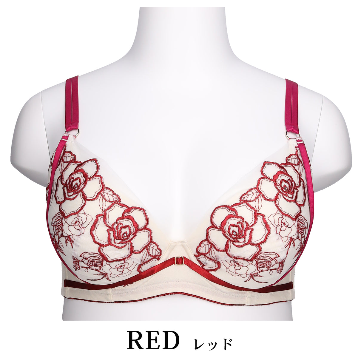 【C85〜H105】特別な日ランジェリー・美胸キーパー3/4カップブラ(レッド)_90608-15