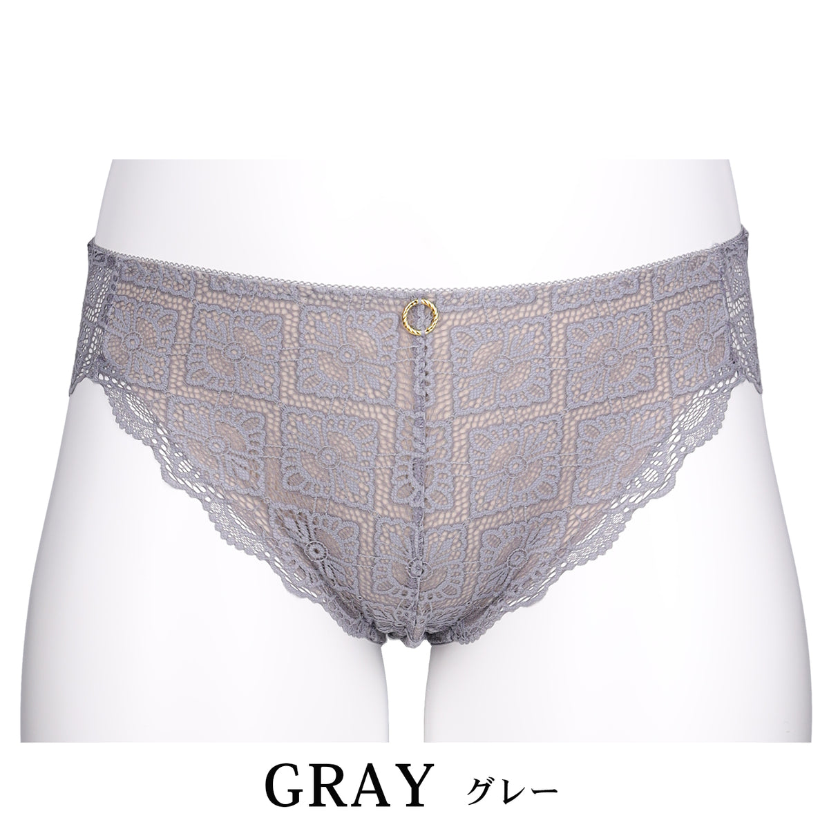 【LL〜10L】美胸ノンワイヤー+ペアショーツ(グレー)_90607-48