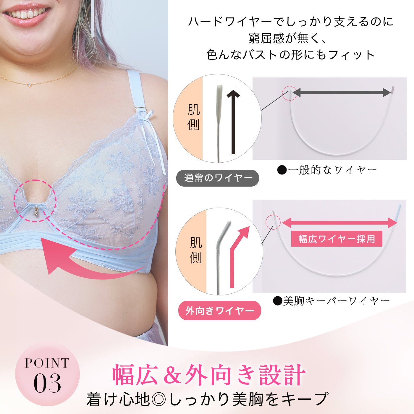 【C85〜H105】しっかりホールド・美胸キーパー3/4カップブラ(サックス)_90616-30
